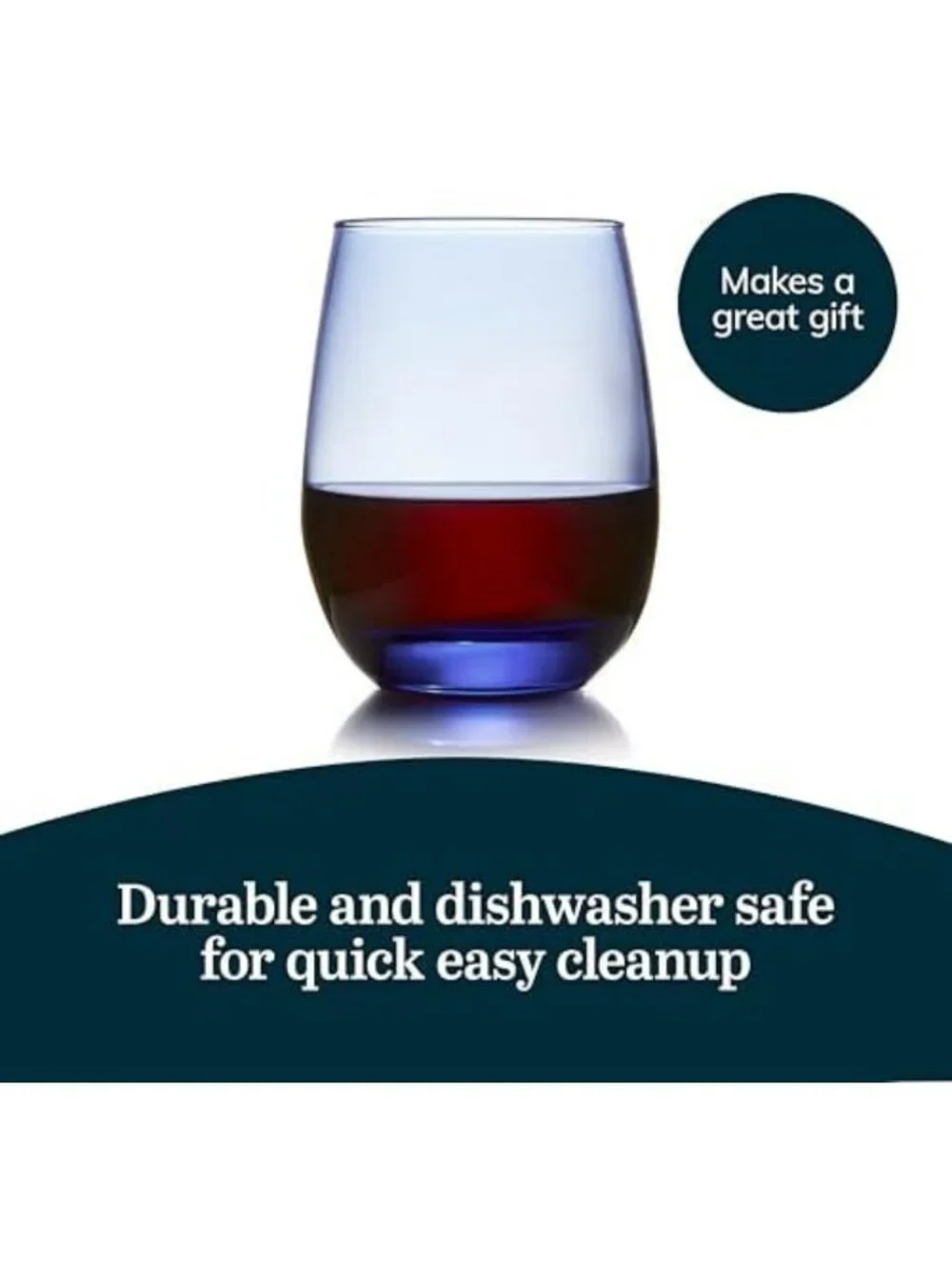 Set of 6 Classic Stemless Wine Glasses - Timeless 15.25 Oz Cups for Dinners